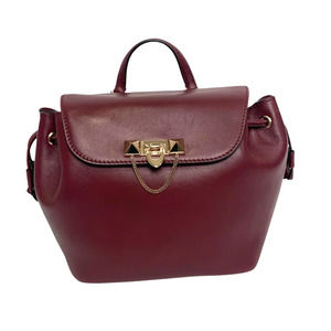 VALENTINO GARAVANI Calfskin Rockstud Demilune Backpack Fanny Pack Vinaccia